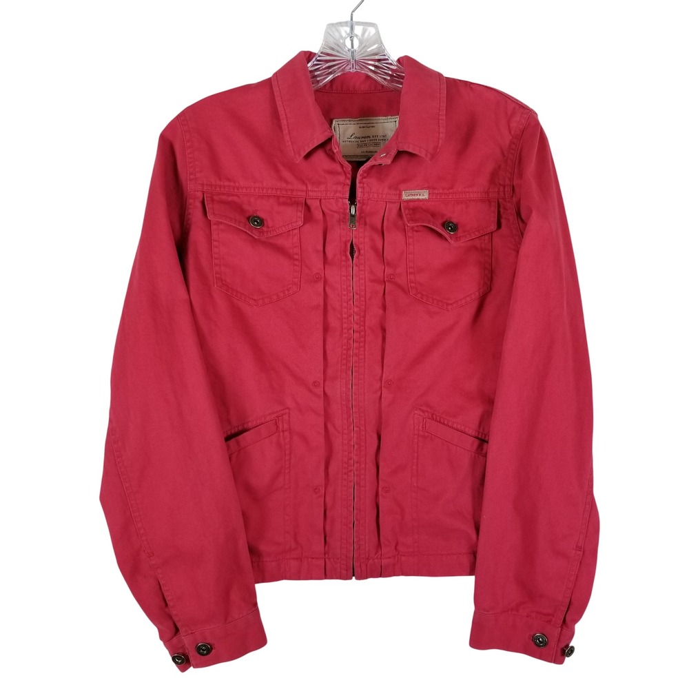 Lauren Ralph Lauren Utility Jacket Women Small Petite Red Cotton Zip Glen Canyon